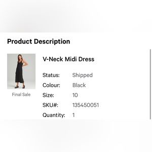 Lululemon Tank Midi Dress Size 10 Black